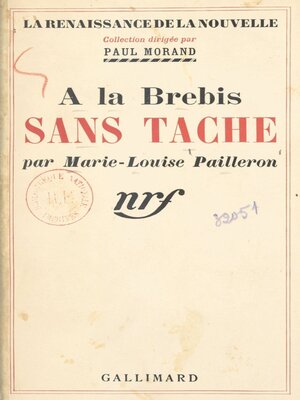 cover image of A la brebis sans tache
